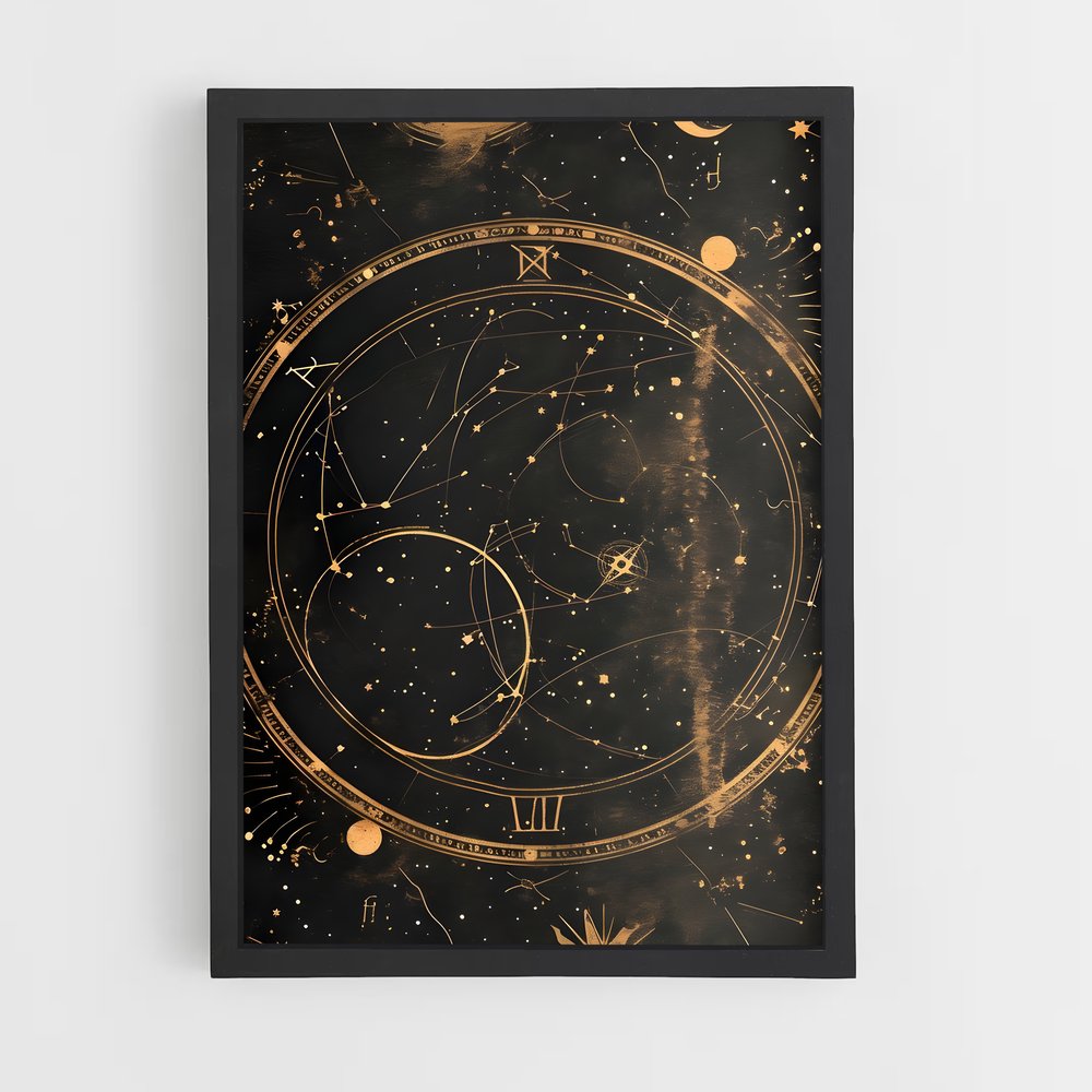 Poster Cosmos Doré – affiche Espace rétro (vue 2)